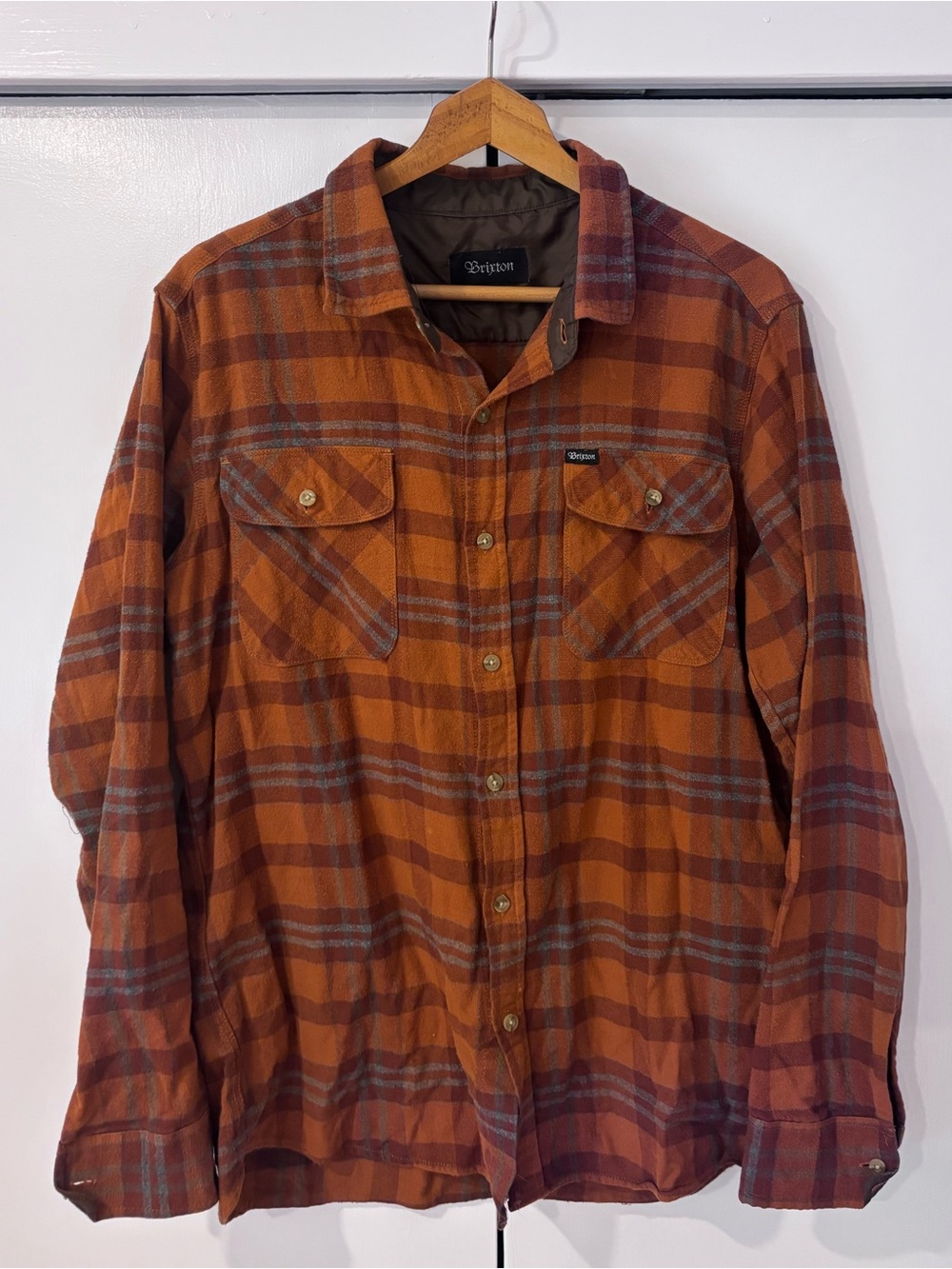 Brixton Flannel Button Down Shirt Orange Plaid
